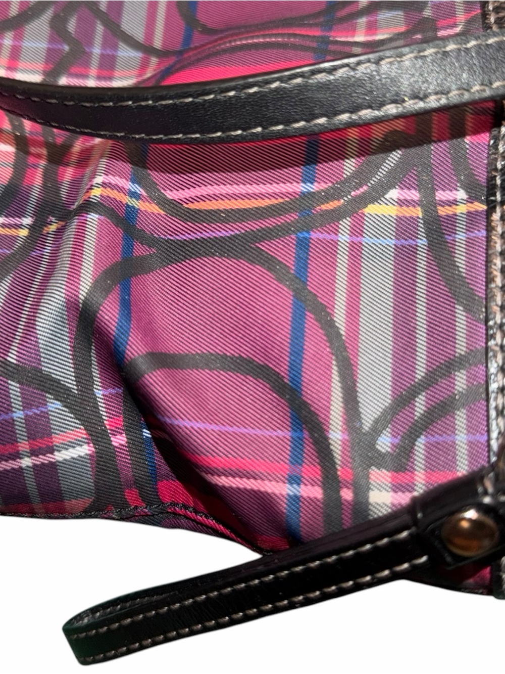 Coach Purple & Magenta poppy tartan Plaid Y2K signature Tote - Picture 14 of 16